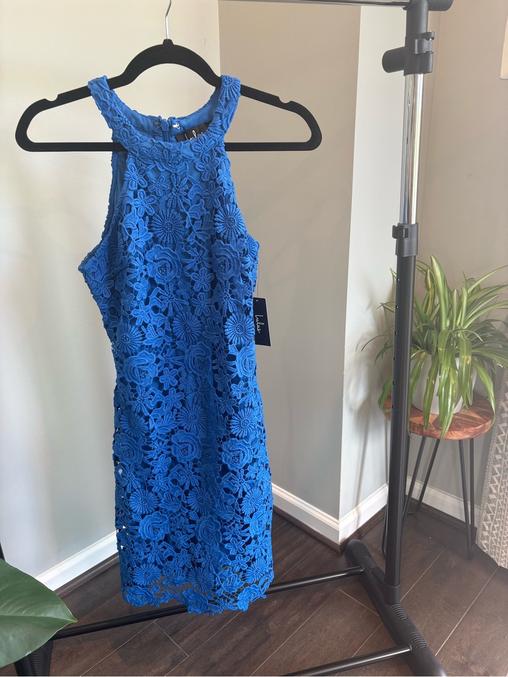 Lulu's Cobalt Blue Floral Lace Midi Dress